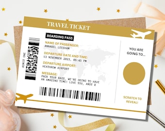 Personalised Scratch Reveal Boarding Pass, Scratch Reveal For Surprise Holiday, Surprise Holiday Destination Ticket, Holiday Gift, Fake Pass