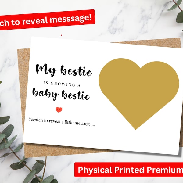 My Bestie Is Pregnant SCRATCH Card, Amazing News On Your Pregnancy Card, Pregnancy Card For Mummy To be. Parents To Be Pregnancy GOLD Card