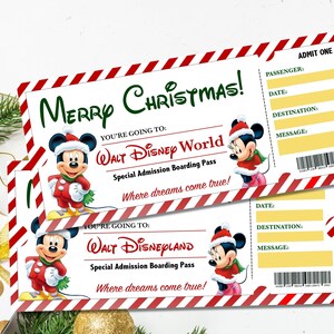 Christmas Disneyworld Ticket Printable Theme Park Surprise Reveal ...