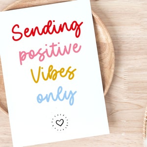 Envoi de câlins et de bonnes vibrations, carte de motivation, carte heureuse, carte en pensant à vous, carte de rétablissement bientôt, carte de sympathie, carte vierge de bonnes vibrations