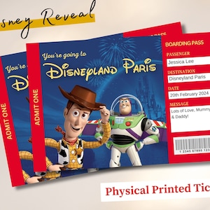 Disney Toy Story Woody Buzz Handgedruckt Disneyland Ticket Themenpark Überraschungskarte, Überraschungsgeschenk Disneyland Bordkarte Disney offenbaren