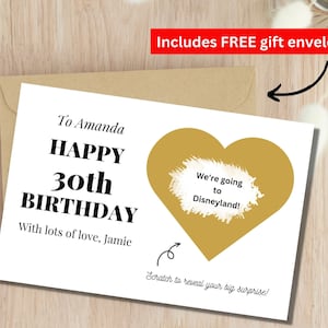Raspadinha de aniversário personalizada para revelar voucher, raspadinha especial surpresa de aniversário, 18º, 21º, 30º, 40º, 50º, 60º, 70º aniversário