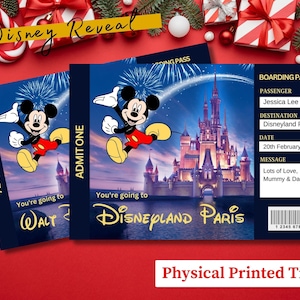 Handprinted Reveal Disneyland Paris Ticket Theme Park Surprise Coupon, Surprise Card Walt Disneyworld Disney Boarding Pass, Free delivery