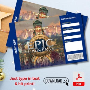 Druckbare Weihnachten Universal Studios Epic Universal Studios Ticket Herunterladbare Park Surprise, Universal Studios Disneyland Florida Digital