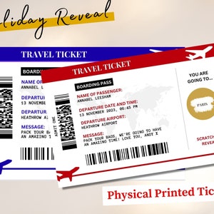 Carta da grattare AEROPLANO con impronta a mano, sorpresa per le vacanze, regalo di compleanno per lei, regalo per lui, carta da grattare per rivelare