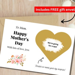 Carte de maman surprise, carte de fête des mères, carte d'anniversaire de carte à gratter, carte de révélation de vacances, révélation de concert, bon cadeau Best Mum