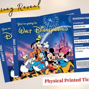Mickey & Friends Personalisiertes handgedrucktes Disneyland Ticket Themenpark Überraschungsticket Überraschungsgeschenk Disneyland Bordkarte, Disney offenbaren