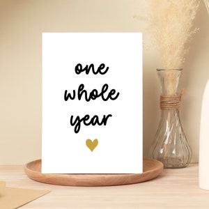 Tarjeta de primer aniversario, un año ENTERO, Forever to Go, tarjeta de aniversario de un año, tarjeta de aniversario para pareja, novio, tarjeta de novia