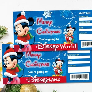 Christmas Disneyland Ticket Printable Theme Park Disney World Surprise ...