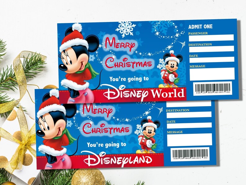 Christmas Disneyland Ticket Printable Theme Park Disney World - Etsy