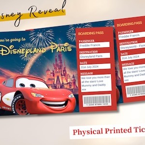 Disney Cars Lightening Mcqueen Handgedrucktes Disneyland Reveal Ticket Themenpark Surprise Ticket, Disneyworld Bordkarte Disneyland Reveal