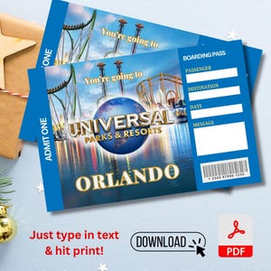 Billet téléchargeable pour Noël Universal Studios Park Surprise, Universal Studios Orlando, Floride, Hollywood Trip Ticket, téléchargement numérique