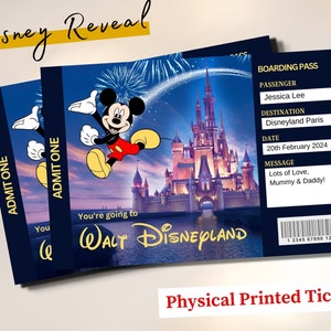Personalised Handprinted Disneyworld Ticket Theme Park Surprise Ticket, Gift Reveal, Mickey Mouse Disneyland Boarding Pass, Disney Reveal image 4