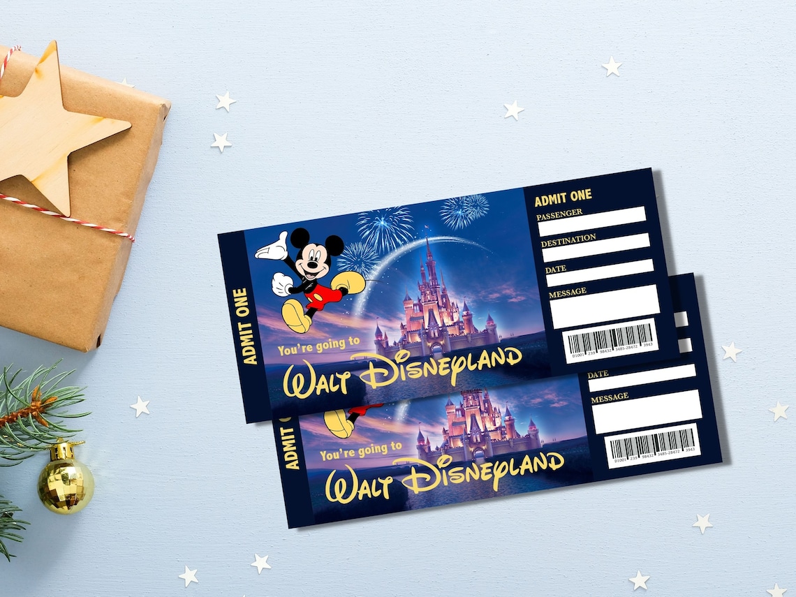 Disneyland Ticket Printable Surprise Holiday Disney Ticket Etsy