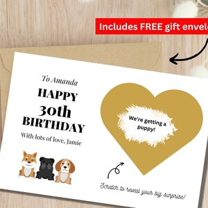 Ratet mal, was wir bekommen eine Überraschungskarte mit Haustier-Ankündigung. Geschenk für ihn Geschenk für ihren Hundeliebhaber Überraschung enthüllen, neue Hundeankündigung
