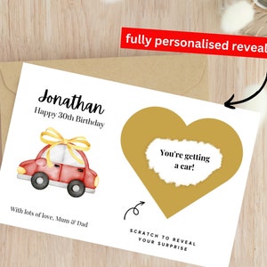 Vous recevrez une VOITURE, une carte surprise pour le 30e anniversaire, une carte à gratter et à révéler, un cadeau pour lui, un cadeau pour elle, une voiture neuve