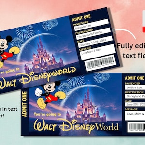 Disneyland Ticket druckbare Überraschung Urlaub Disney Ticket, Geschenk enthüllen Ticket, Geschenk Bordkarte Disneyland Paris, Micky Maus Geburtstag