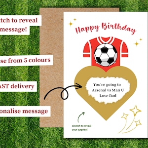 Ingresso surpresa para time de futebol, partida surpresa de futebol, revelação de ingresso de futebol, cartão de raspadinha, cupom de presente personalizado para qualquer time FC