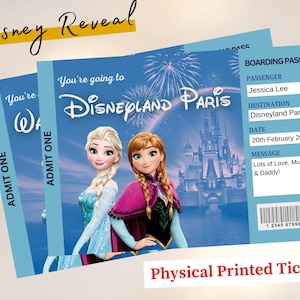 Disney Frozen personalisierte handgedrucktes Disneyland Ticket Themenpark Überraschungskarte, Überraschungsgeschenk Disneyland Bordkarte, Disney offenbaren
