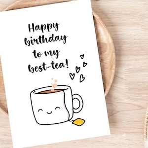 Ma carte d'anniversaire Bestie, Happy Birthday Bestie, carte d'anniversaire pour le meilleur thé, carte de meilleur ami pour elle, meilleur ami jeu de mots, carte drôle, jolie carte