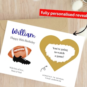 Carte de révélation de cadeau du 18e anniversaire pour lui, football américain, New York, carte surprise du 18e voyage, carte de jour d'anniversaire pour lui, carte du 18e anniversaire