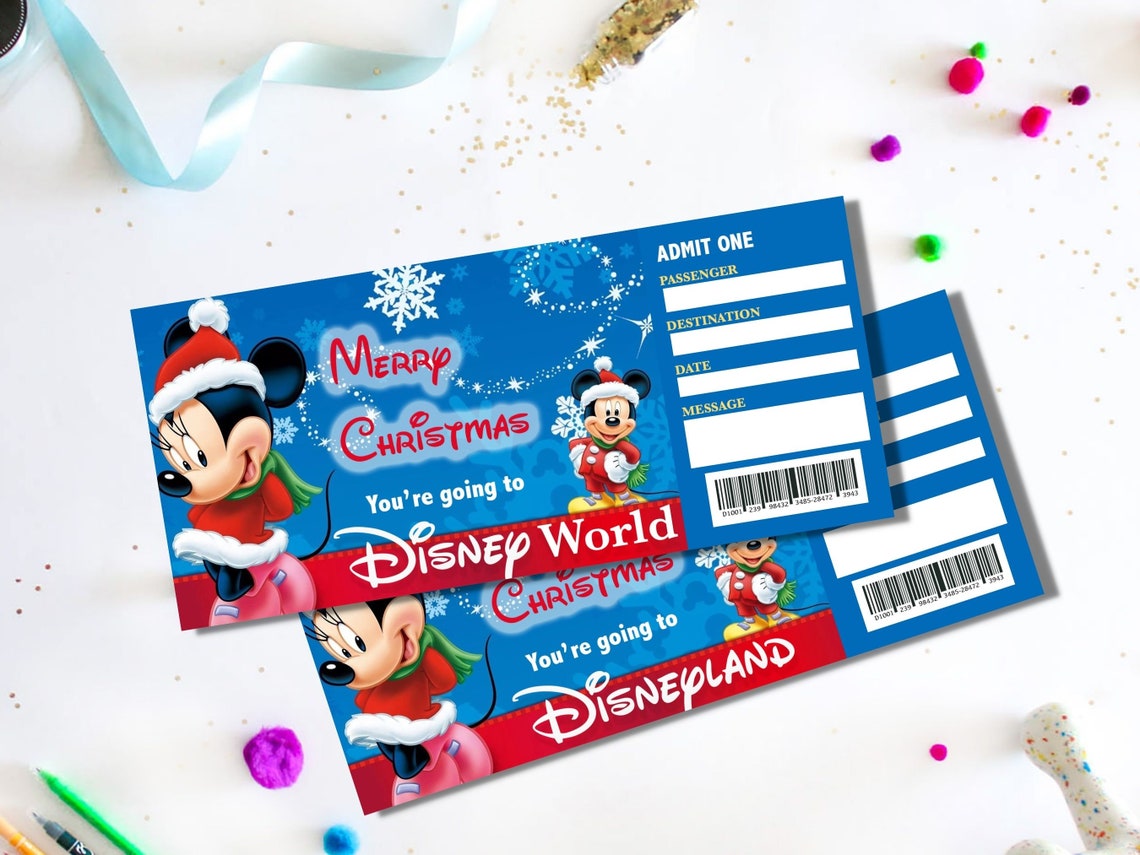 Christmas Disneyland Ticket Printable Theme Park Disney World - Etsy