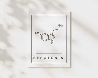 Serotonin Print, Serotonin Molecular Structure, Science Poster, Chemical Structure Print, Serotonin Wall Art