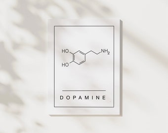 Dopamin Druck, Dopamin Molekulare Struktur, Wissenschaft Poster, Chemische Struktur Druck, Dopamin Wandkunst, Chemie Druck