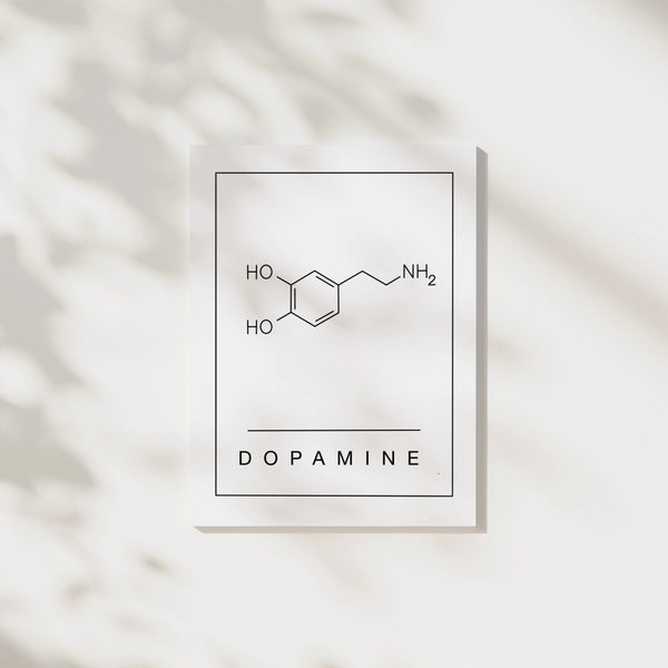 Dopamine Print, Dopamine Molecular Structure, Science Poster, Chemical Structure Print, Dopamine Wall Art, Chemistry Print