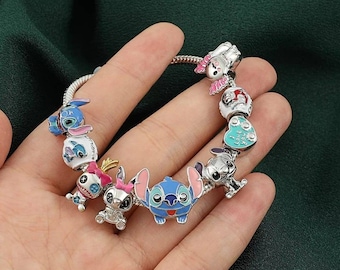 Disney Lilo& Stitch Charm Bracelet with 9 Charms Set