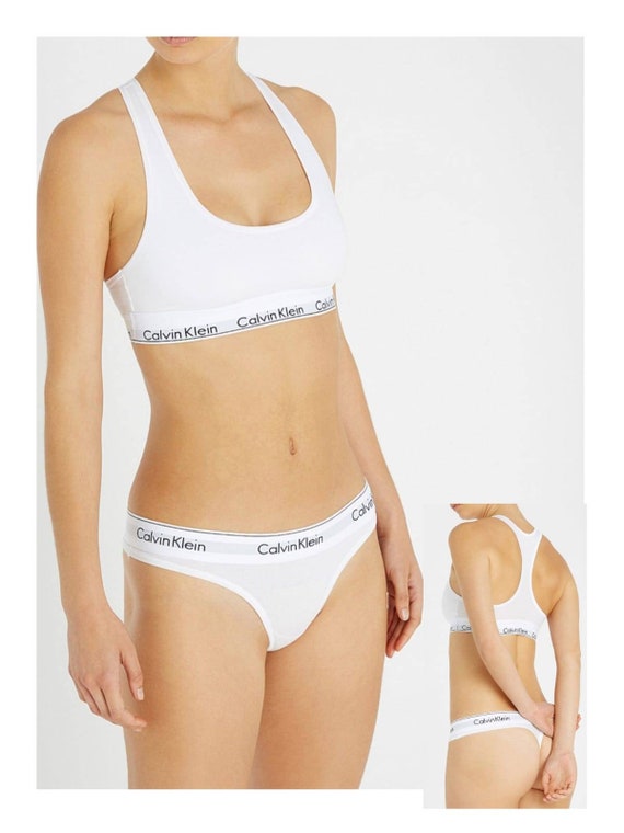 Calvin Klein Modern Cotton Bralette and Thong Underwear Set -  UK