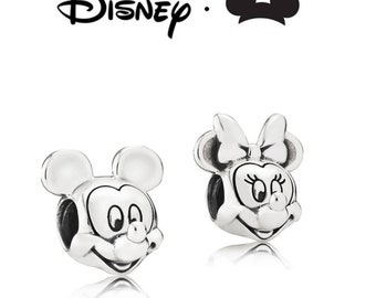 Pair Disney Mickey & Minnie Mouse Portrait Pandora Charms S925 ALE Hallmarked Charms