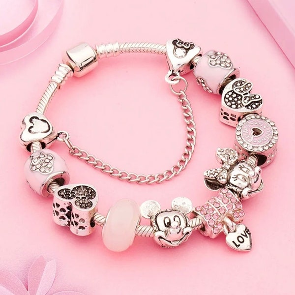 Disney Mickey & Minnie Mouse Charm Bracelet with Charms Set