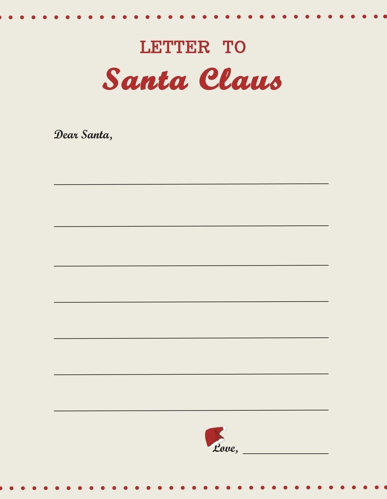 Letter to Santa Claus Printable File Etsy