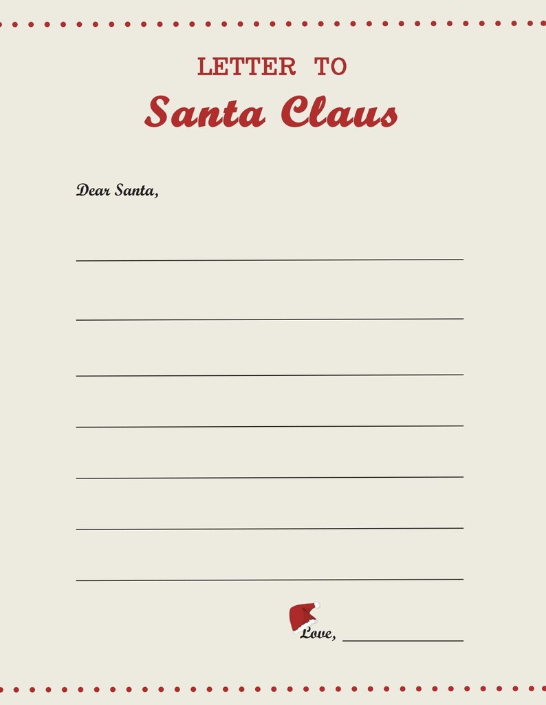 Letter To Santa Claus Printable File Etsy