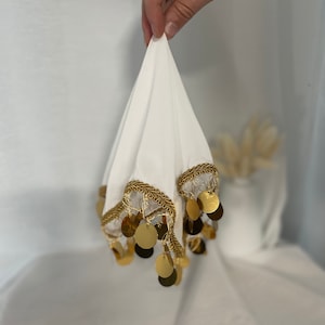 Large Halay Mendil Bride with Embellishment /Gelinhalay mendil/ Dance Towel Luxury Sequin Halay Handkerchie Wedding Wedding Dabke dance towel