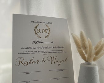 Certificado de matrimonio islámico Alemán dini nikah belgesi Boda islámica Imam Nikah Certificado de boda islámico Descargar
