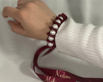 Nedime bileklik incili isimli /bridesmaid bracelet / pearl bracelet personalized kina dügün wedding wedding /bridesmaid pearl bracelet