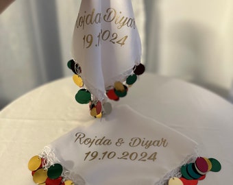 Halay Mendil Braut /Gelinhalay mendil/ Tanztuch Luxury Sequin Halay Handkerchie Wedding Hochzeit Dabke tanztuch personalisiert