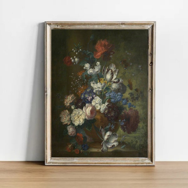 Still-Life Flower Painting, Digital Download Painting, Antique Floral Art, Vintage Home Decoration.