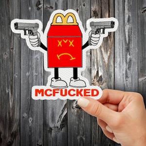 Sad meal | happy meal | funny sticker | mcdonalds sticker | ski mask | glock | pew | morale patch | die cut sticker | suppresed | trex arms