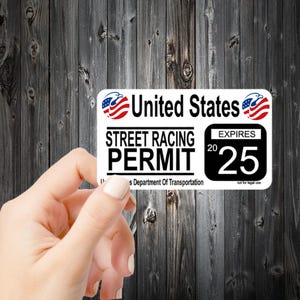 United states Street Racing Permit Decal | racing decal | racing sticker | mexico racing | car decal | texas | 1320 | drag racing usa | Jdm