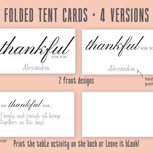 Thanksgiving Place Cards Printable Thankful for You Activity and Note ...
