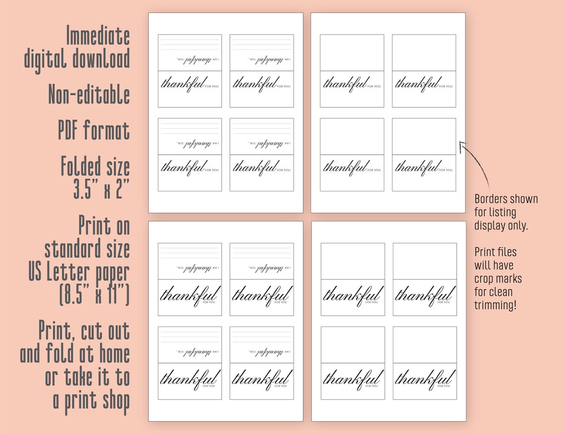 Thanksgiving Place Cards Printable Thankful for You Activity and Note ...
