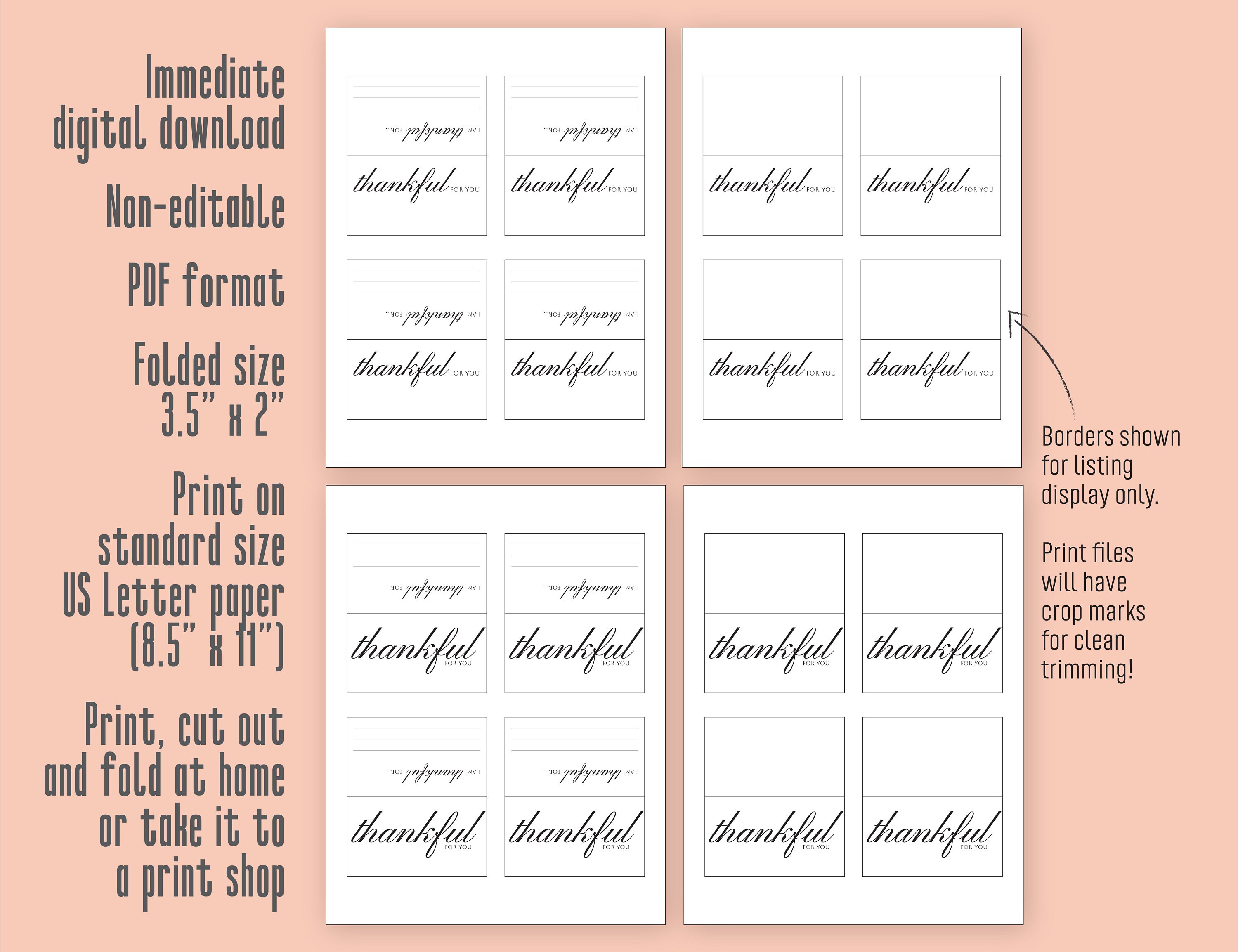 Thanksgiving Place Cards Printable Thankful for You Activity and Note ...