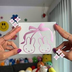 Bow Bunny Cuties Decal | Cute Car Sticker | Cute Bumper Sticker | Window Sticker | Cute Car Accessories | Kawaii Bunny Car Decals