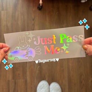 Just Pass Me Cute Bunny Driving Decal | Cute Car Stickers | Cute Car Decal | Kawaii Car Decals | Car Stickers | Cute Bumper Stickers