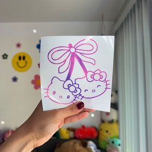 Cute Kitty Bow Cherries Decal | Kitty Cherries Decor | Cute Car Decal | Cute Car Sticker | Cutie Kitty Decal | Cute Car Vinyl Decal | Kawaii