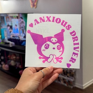 Anxious Driver Decal | Cute Kurommii Car Decal | Cute Car Decal | Cute Car Sticker | Girly Decal | Cute Car Vinyl Decal | Kawaii