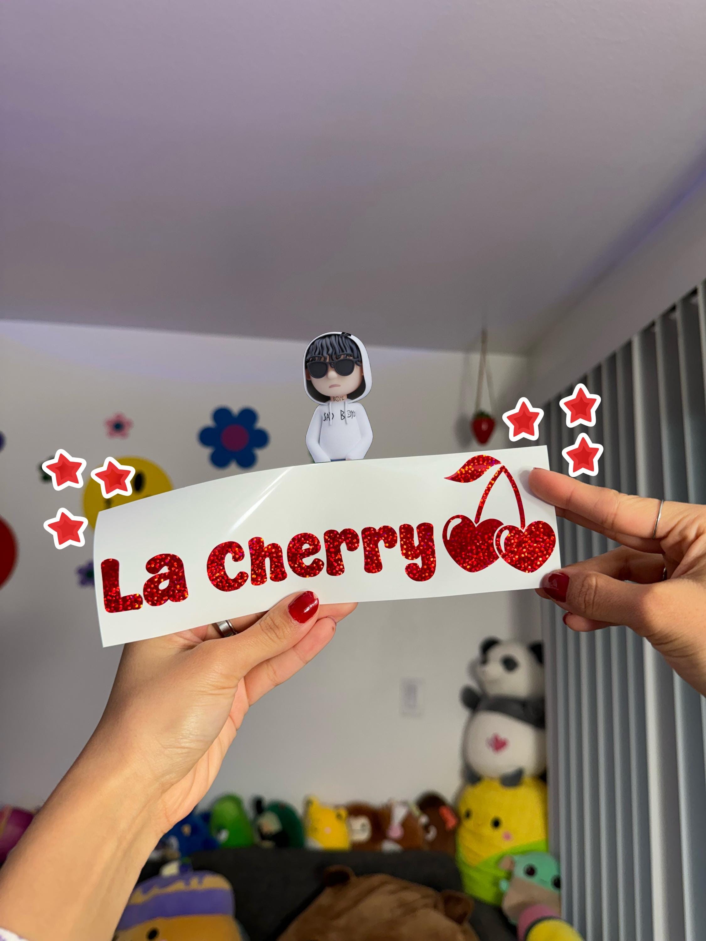 La Cherry Car Decal | Cherry Cute Car Sticker | Cute Bumper Sticker | Window Sticker | Cute Car Accessories | Cute Vinyl Decals